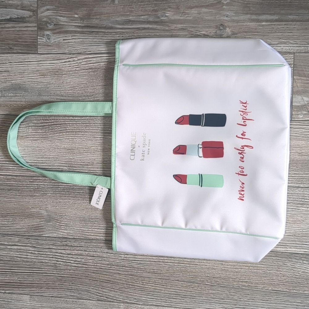 NWT Kate Spade Clinique Never Too Early For Lipstick Totebag
